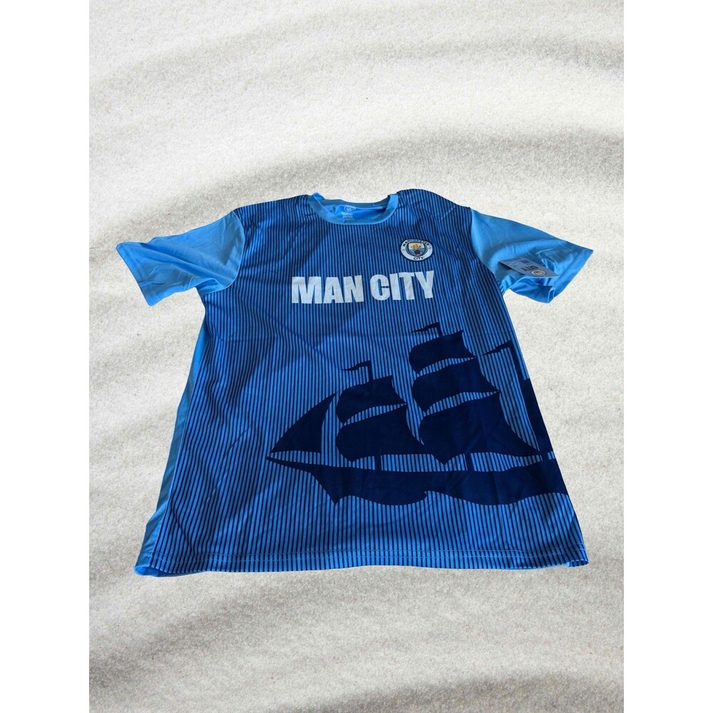 *NEW* Manchester City Soccer Jersey Blue & Navy Men’s Size Large Ship Logo